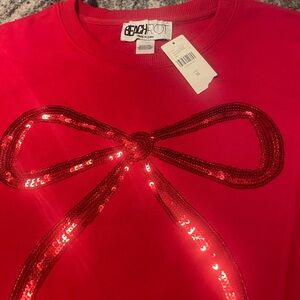 Red Sequin Bow Sweatshirt